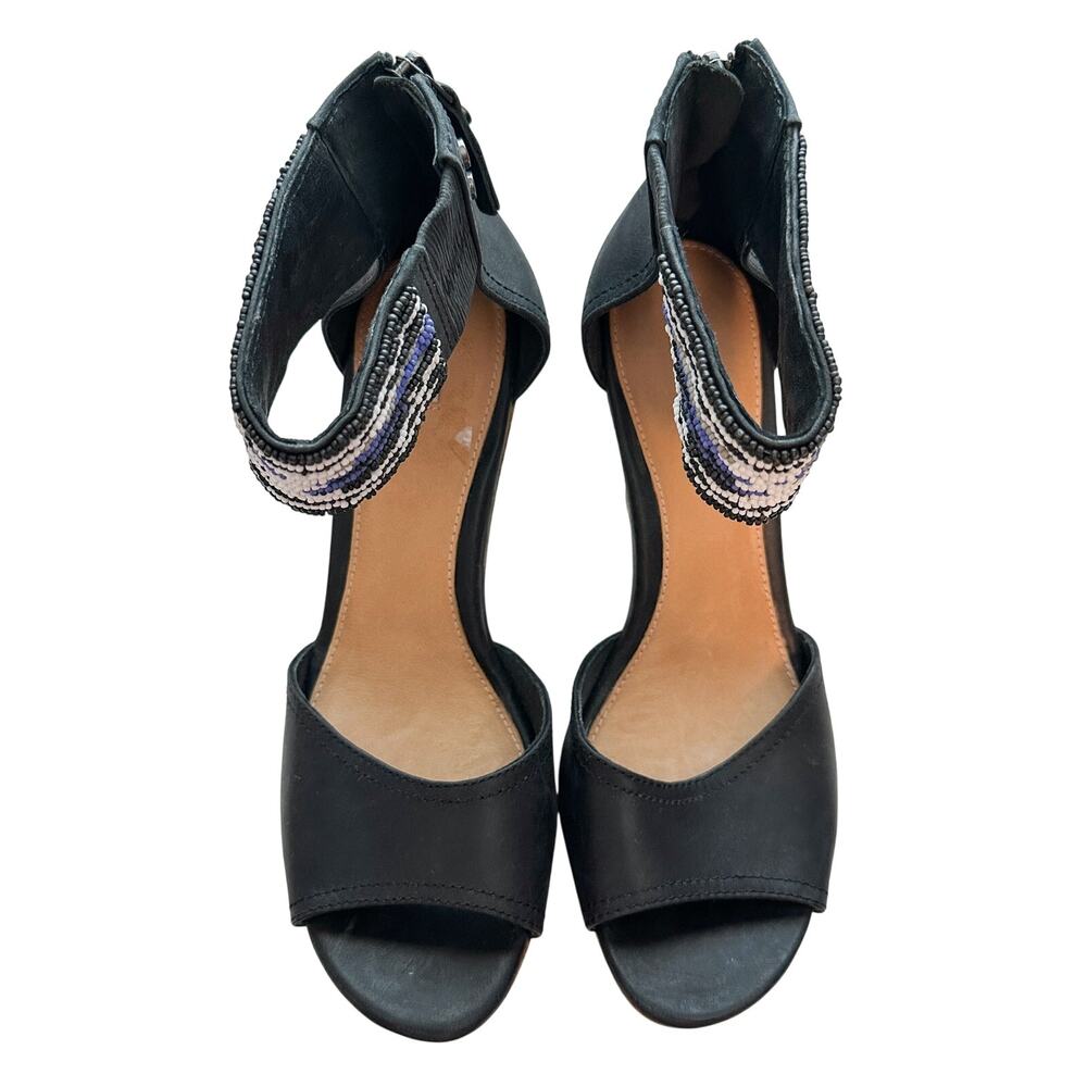 UGG Jacinda Serape Beaded Black Wedge Sandals Size 8.5